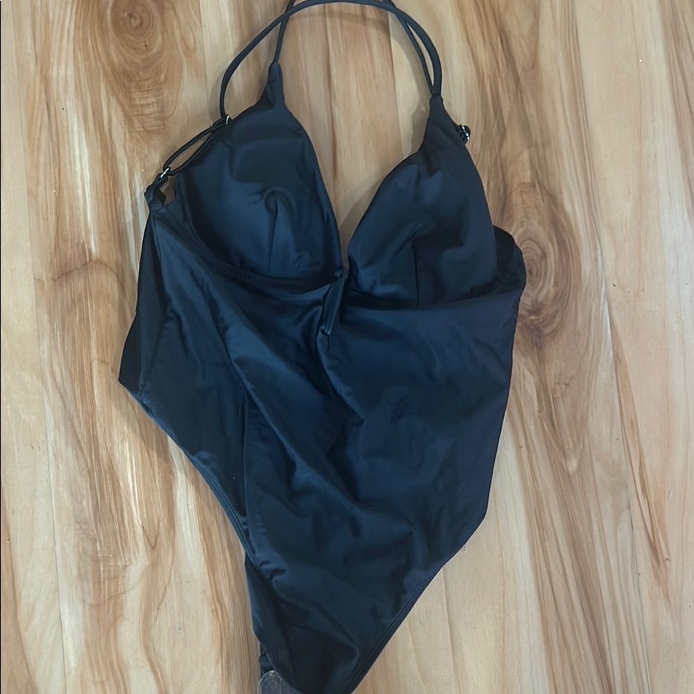 Cupshe Black Halter One Piece Swimsuit with Plunging V-Neck